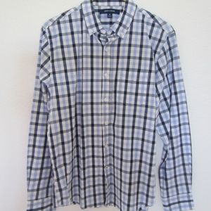 Bowery & Broome Long Sleeve Men’s Dress Shirt Medium Blue Check Button Down